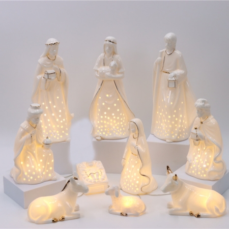 CERAMIC CHRISTIAN DECOR WITH LED LIGHT